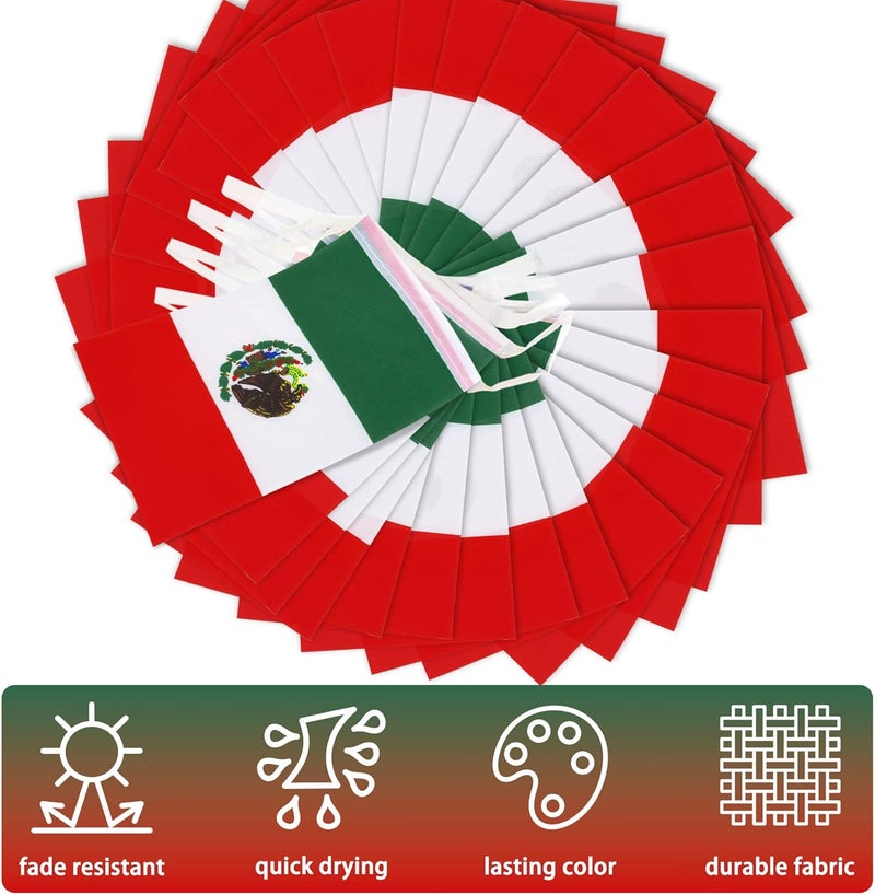 MVPRING Mexico String Flag Pennant Banner, Small Mini Mexican Flags Bunting Banner, 16th of September Mexican Independence Day National Country Decoration for School, Party, Sports Events, 33 Feet 30 Flags - Image 4